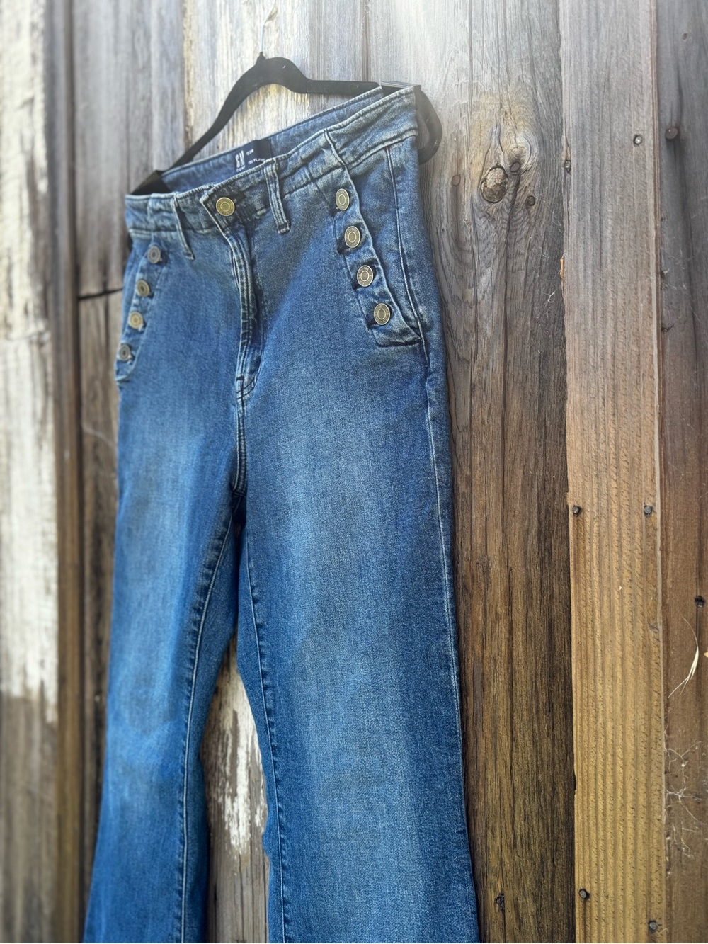 GAP High-Rise Button-Front Medium Blue Jeans